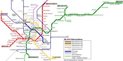 मिलान मेट्रो का नक्शा 2016