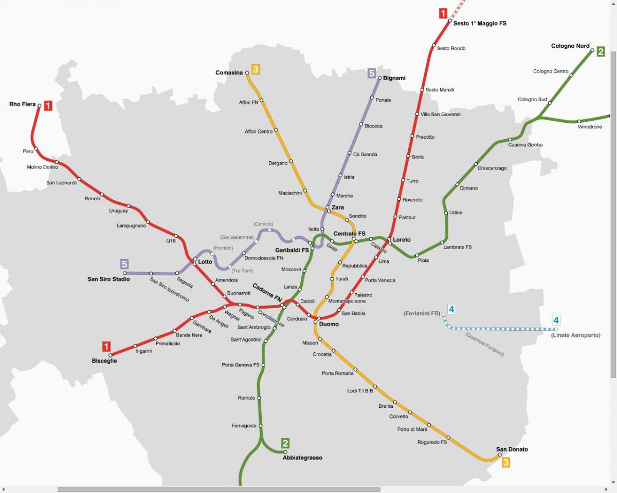नक्शे के एटीएम मिलानो ट्राम