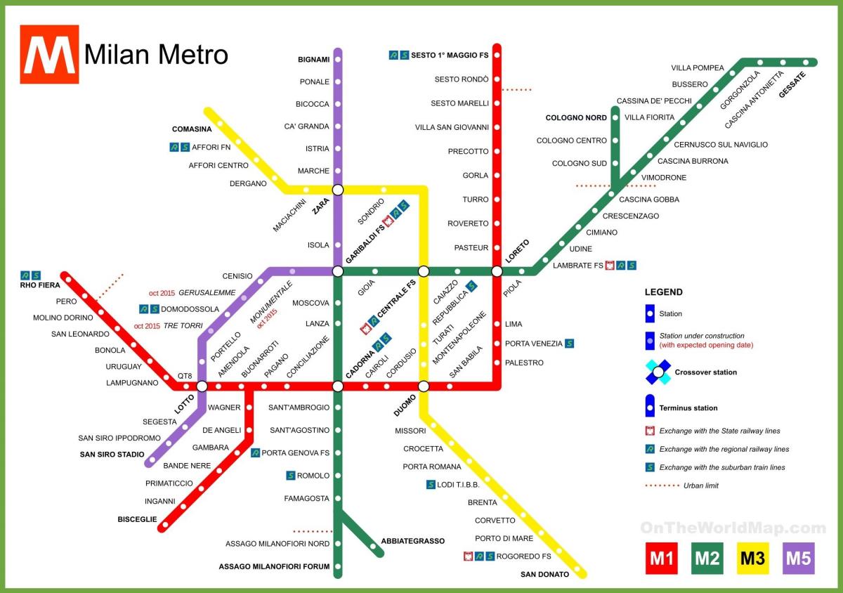 मिलानो मेट्रो का नक्शा