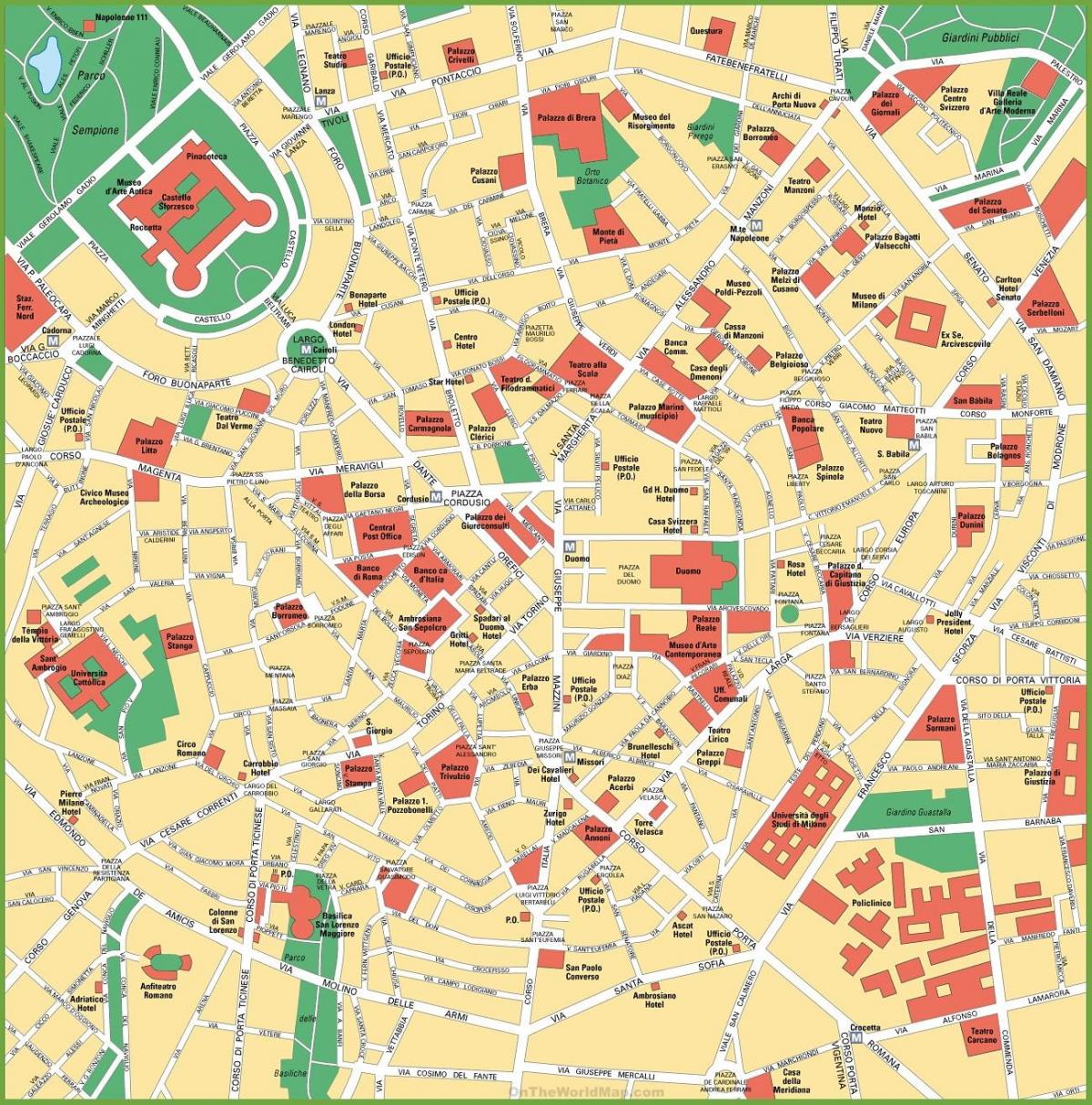 शहर के नक्शे का मिलान इटली