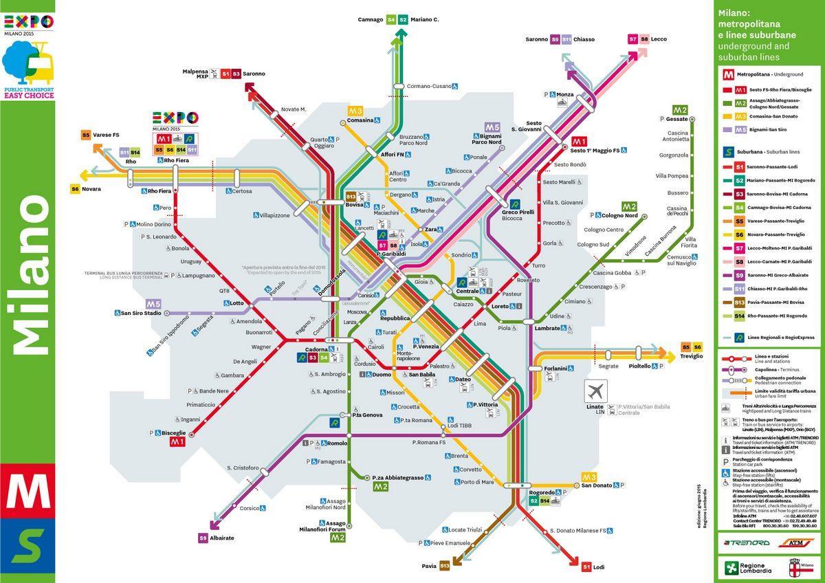 मिलान के सेंट्रल स्टेशन के मानचित्र