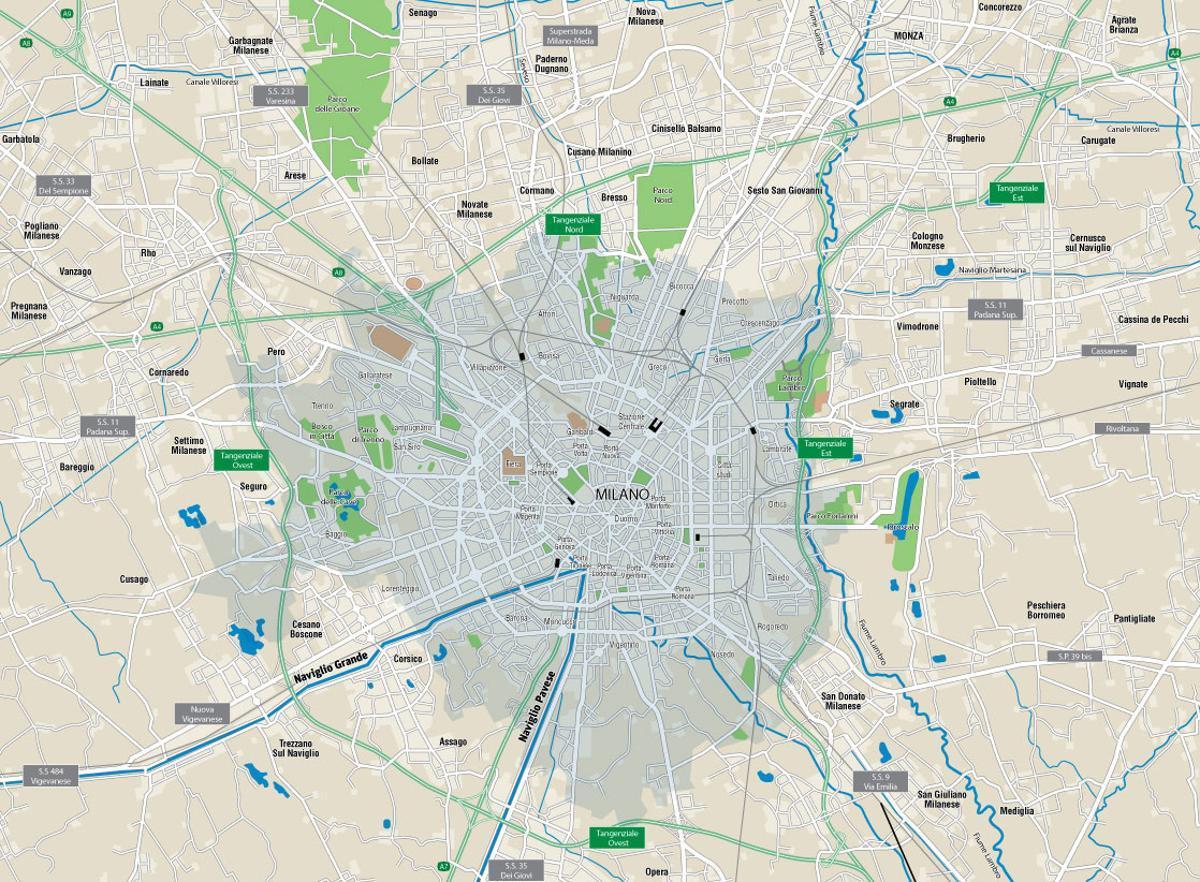 मानचित्र मिलान की नहरों 