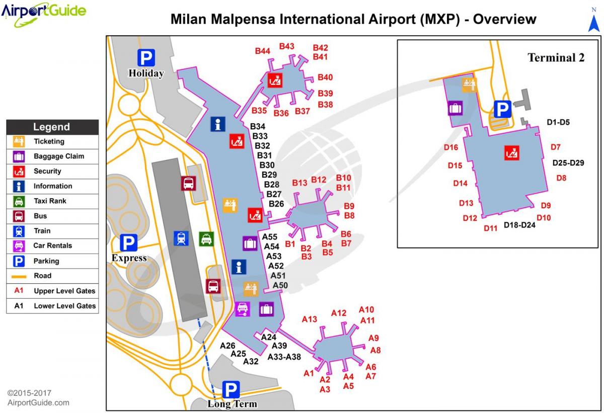 मिलानो हवाई अड्डे का नक्शा