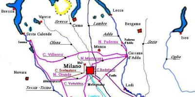 मिलान का नक्शा navigli जिला