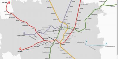 नक्शे के एटीएम मिलानो ट्राम