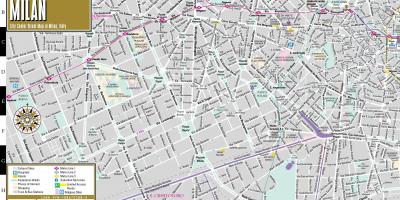सड़क के नक्शे मिलान के शहर के केंद्र